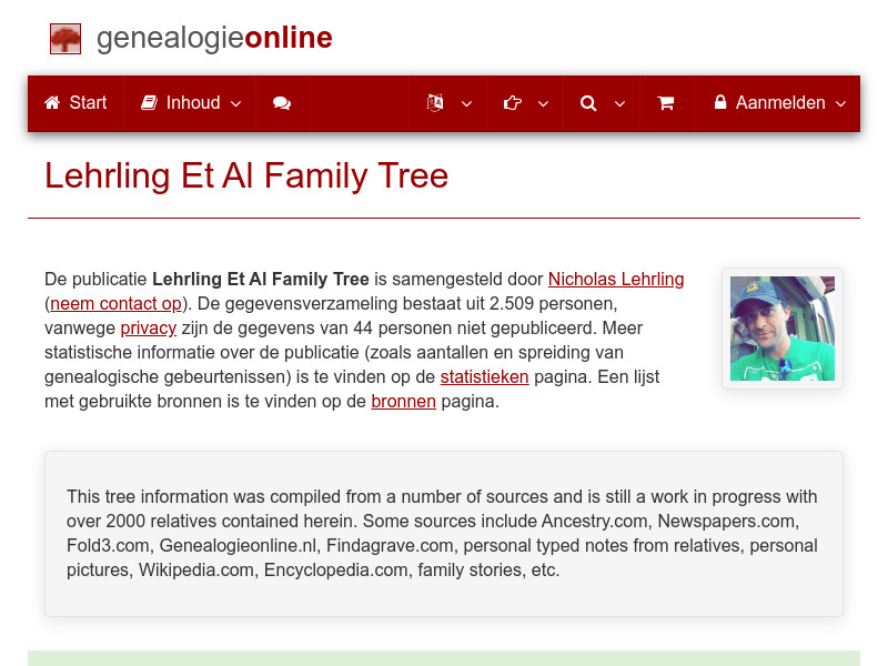 Screenshot van website