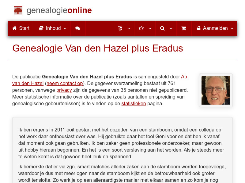 Screenshot van website