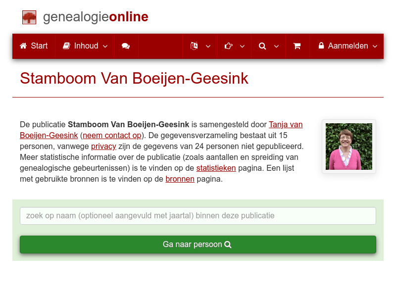 Screenshot van website