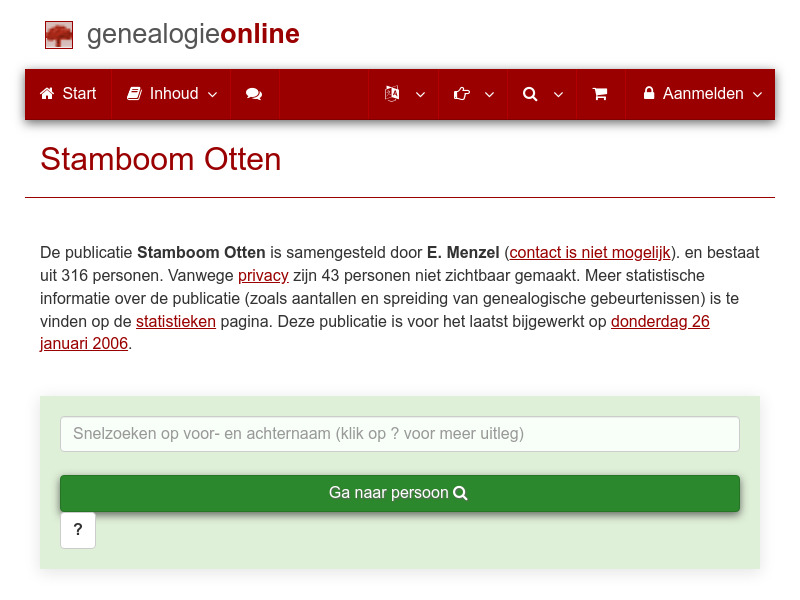 Screenshot van website