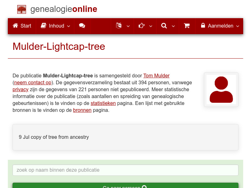 Screenshot van website