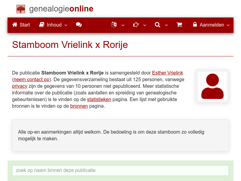 Screenshot van website
