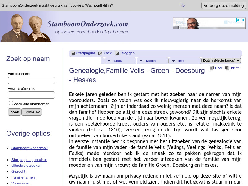 Screenshot van website