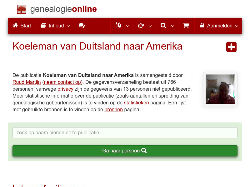 Screenshot van website