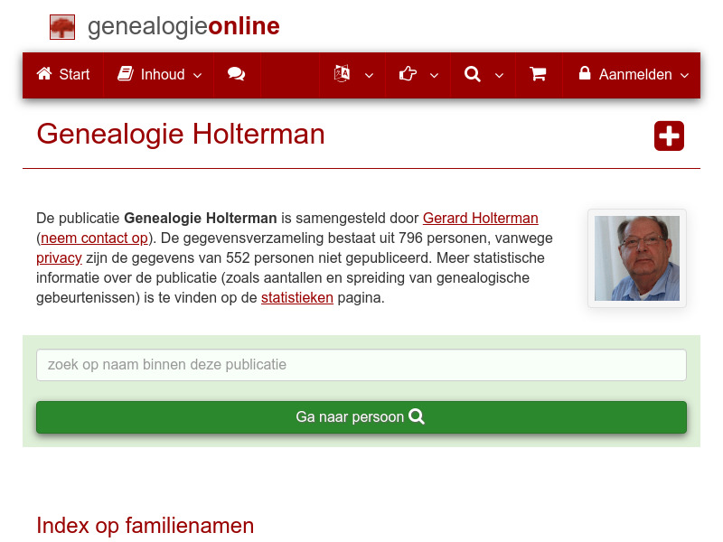 Screenshot van website
