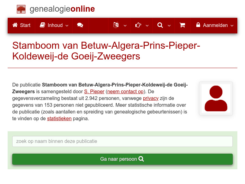Screenshot van website