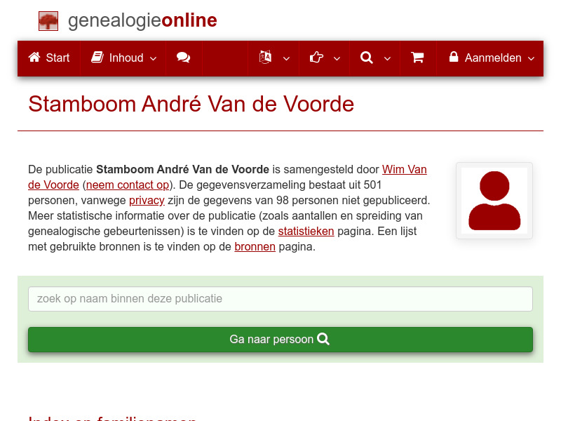 Screenshot van website