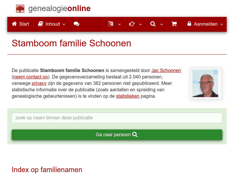 Screenshot van website