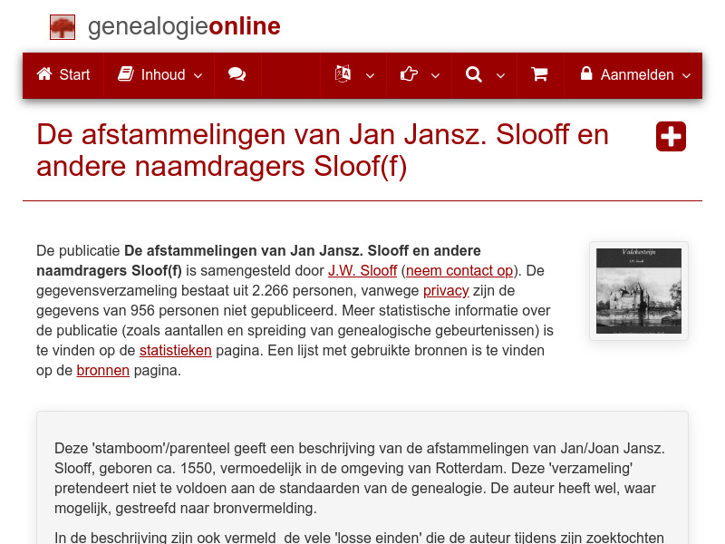 Screenshot van website