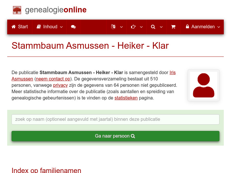 Screenshot van website