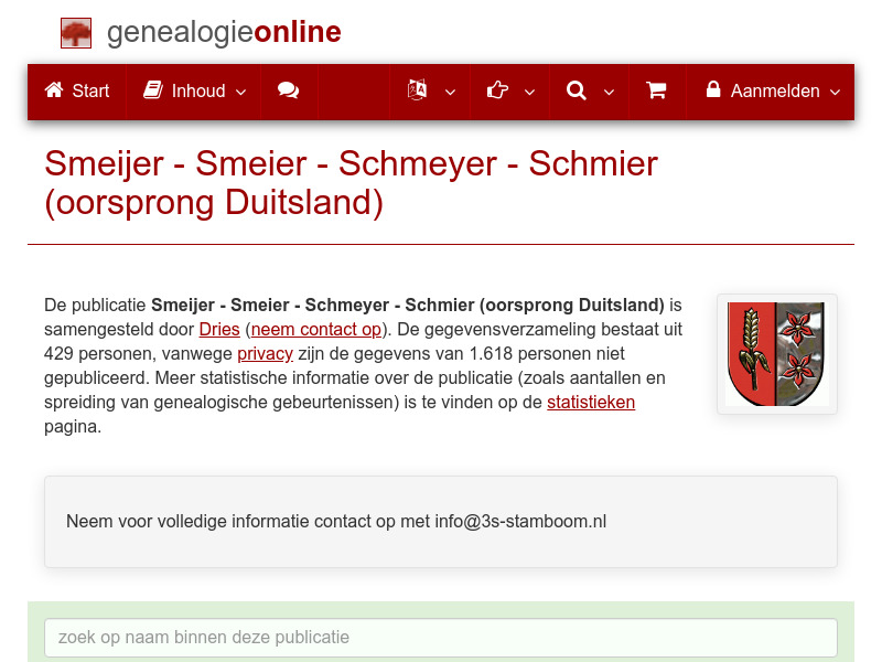 Screenshot van website