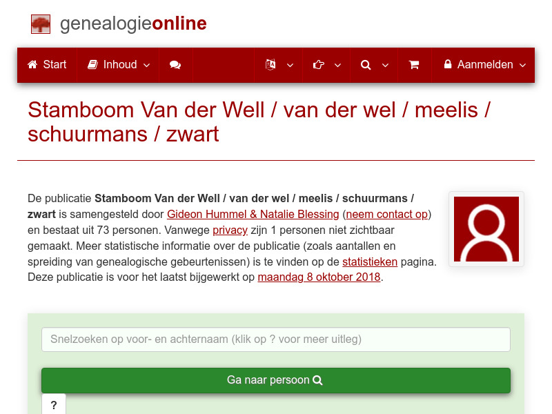 Screenshot van website