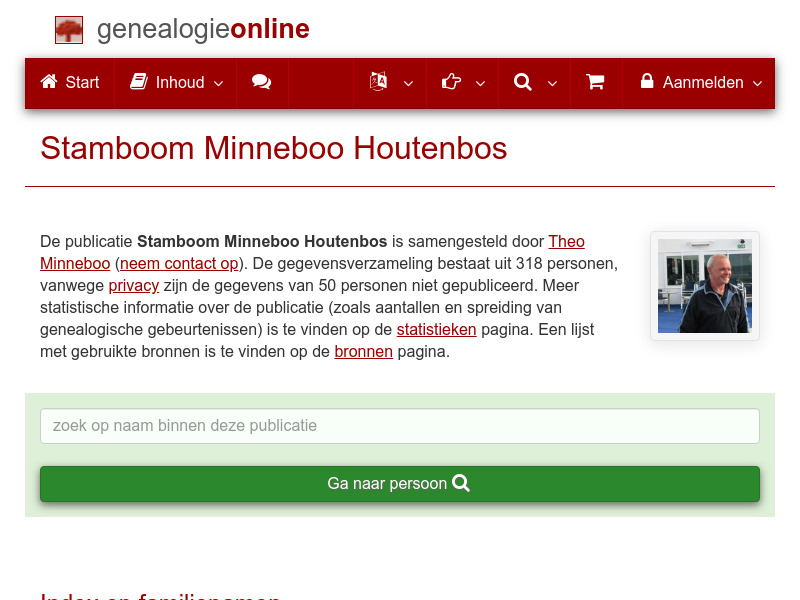 Screenshot van website