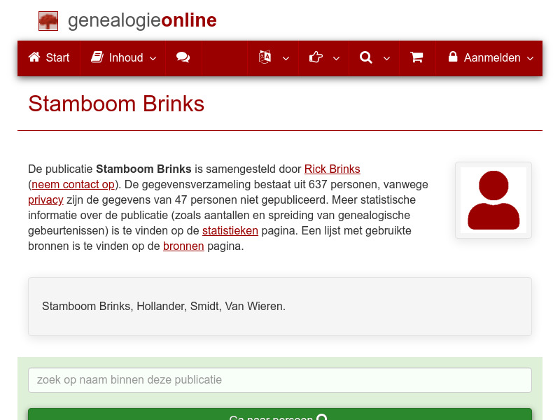 Screenshot van website