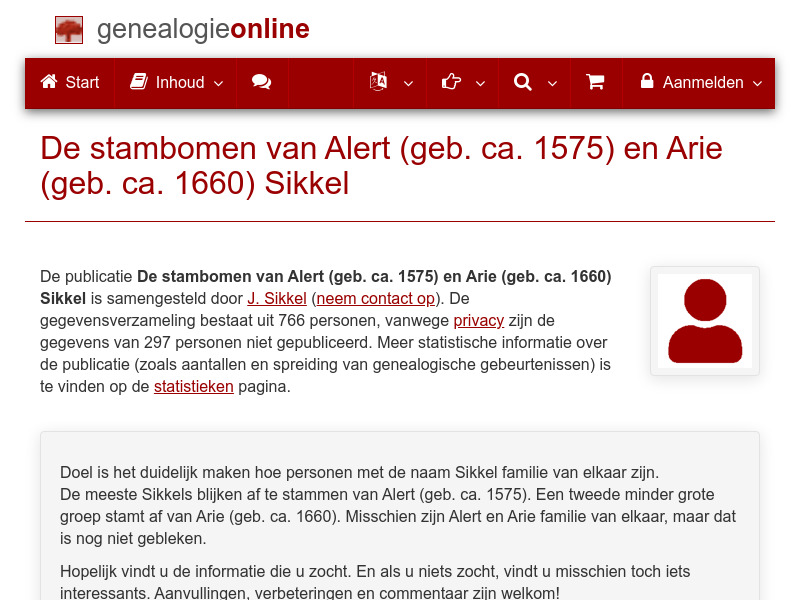 Screenshot van website