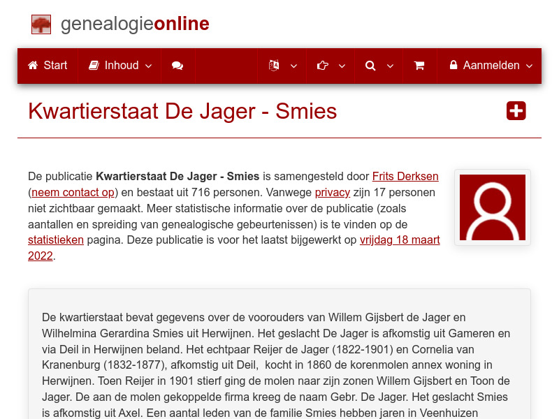 Screenshot van website