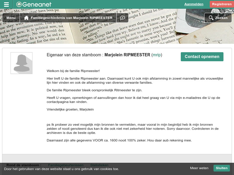 Screenshot van website