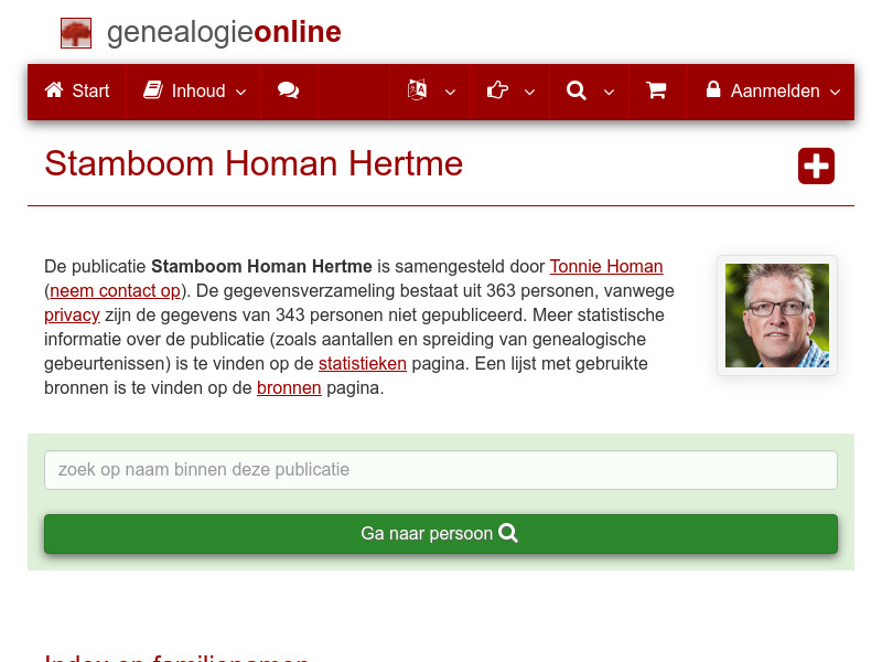 Screenshot van website