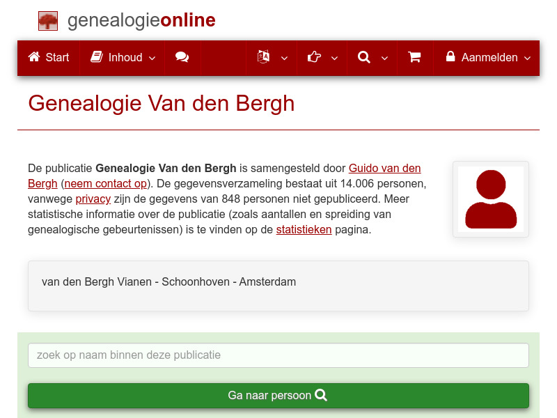 Screenshot van website