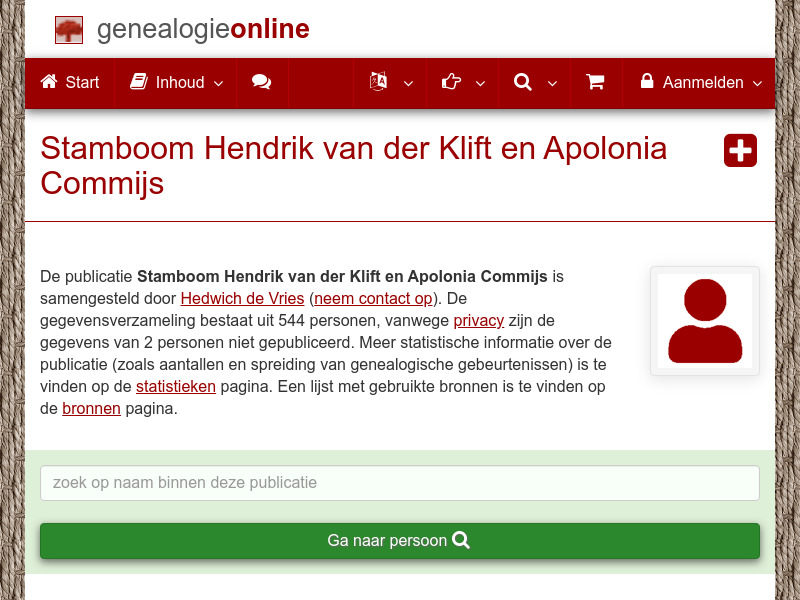 Screenshot van website