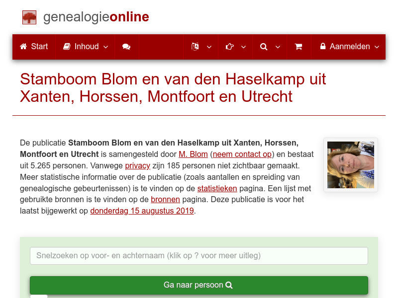 Screenshot van website
