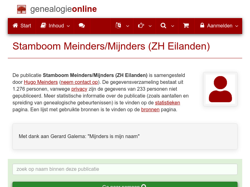Screenshot van website