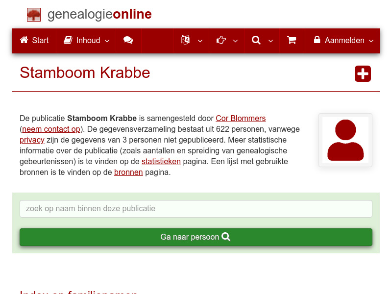 Screenshot van website