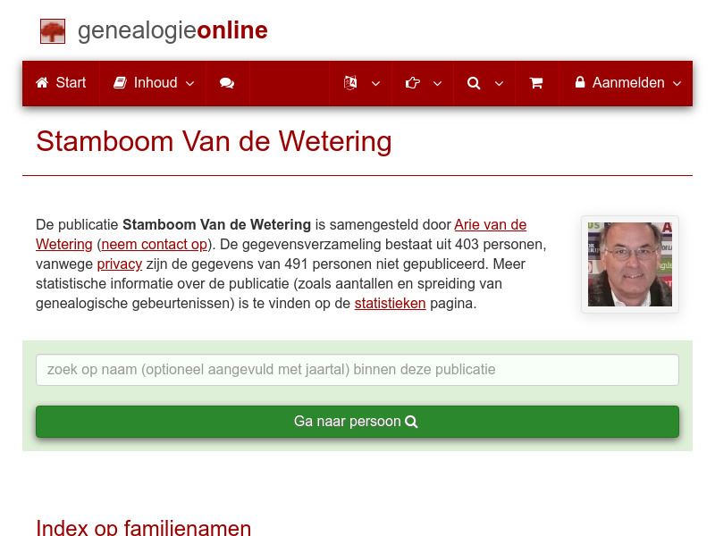 Screenshot van website