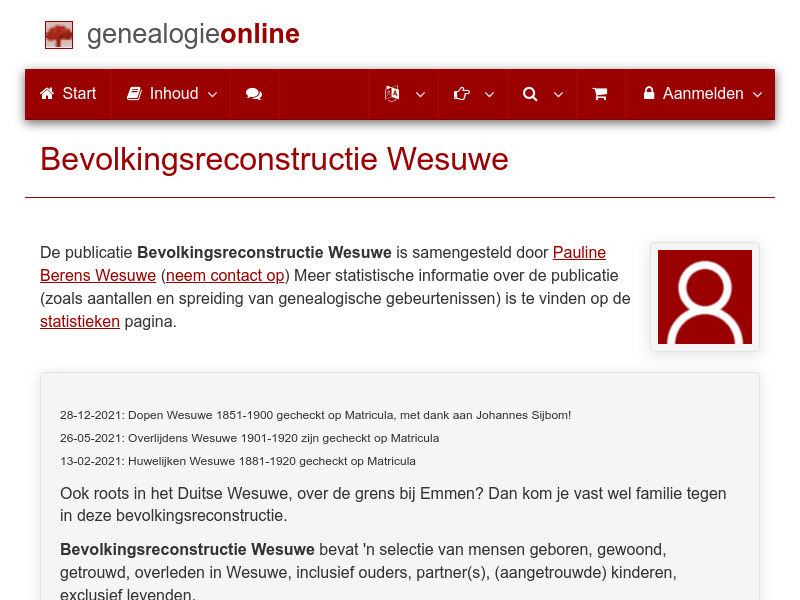 Screenshot van website