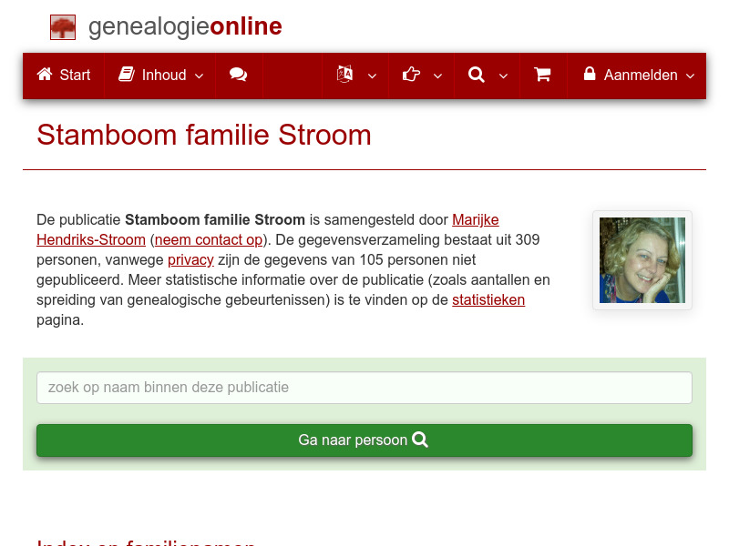 Screenshot van website