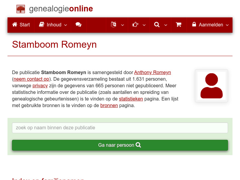 Screenshot van website