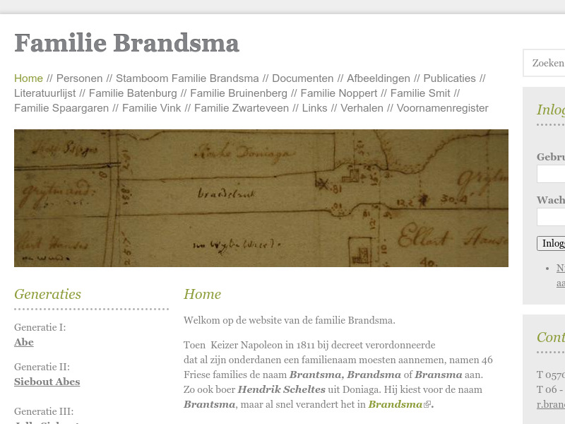 Screenshot van website