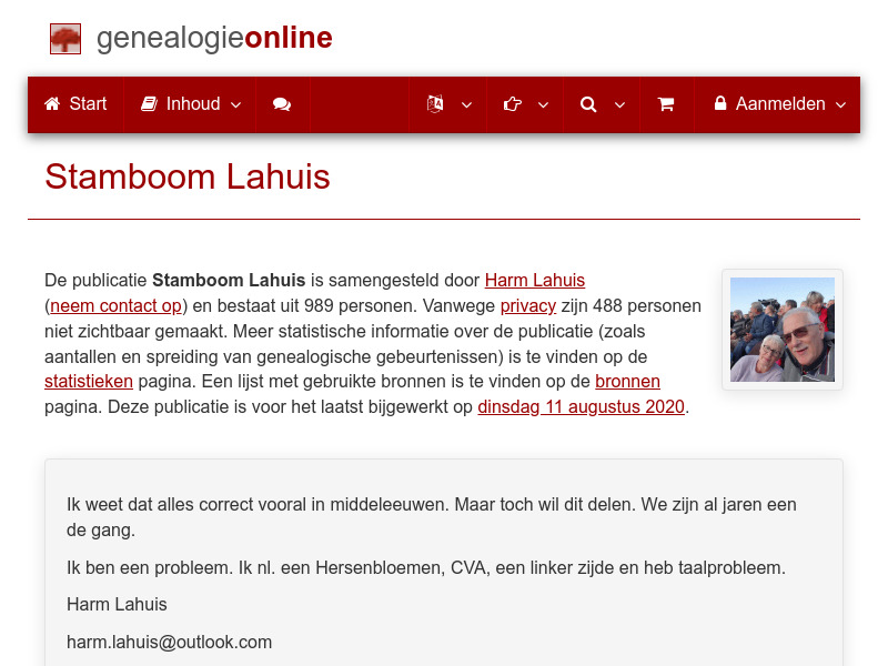 Screenshot van website