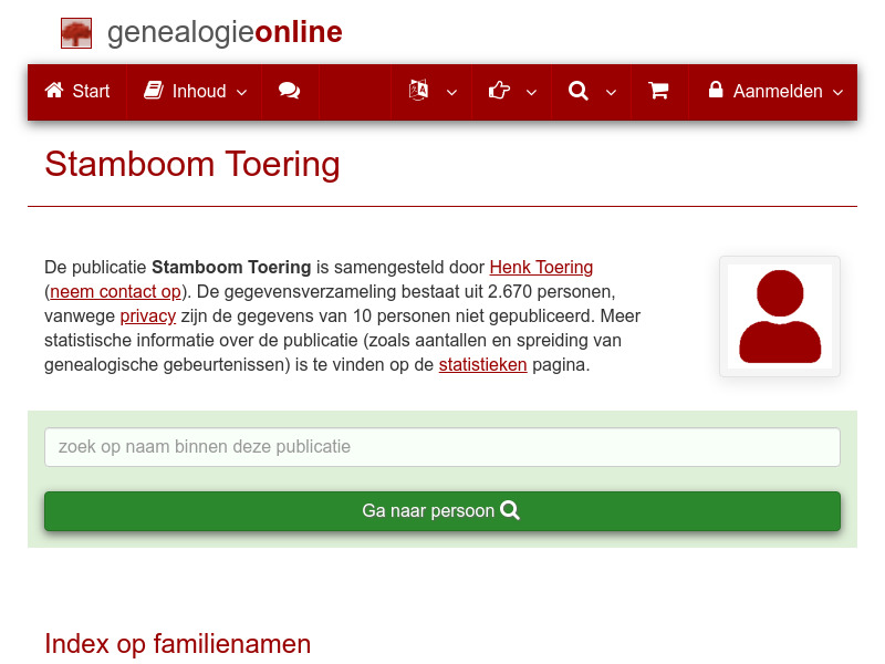 Screenshot van website