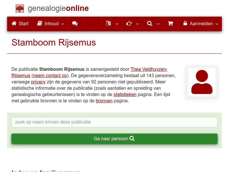 Screenshot van website