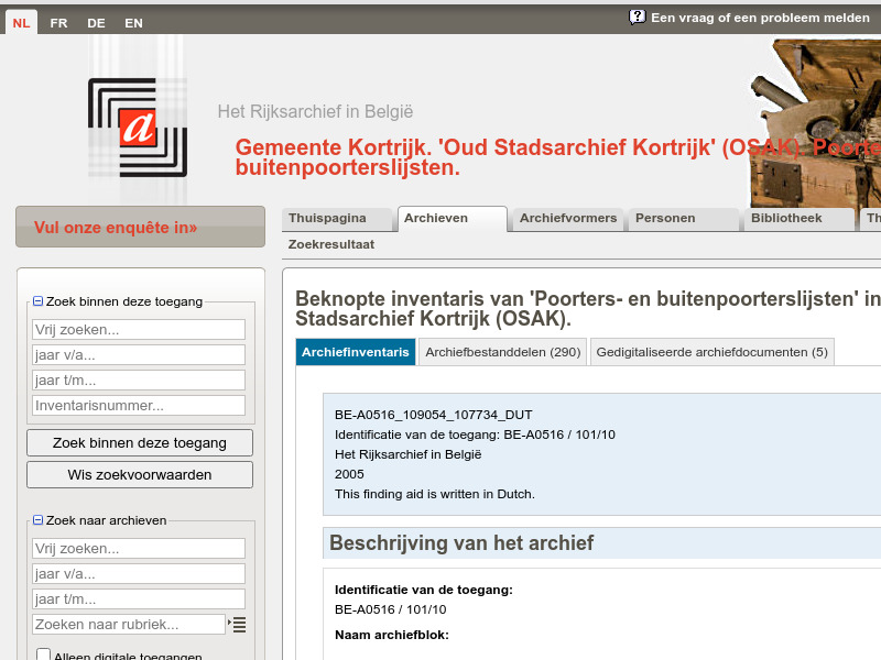 Screenshot van website