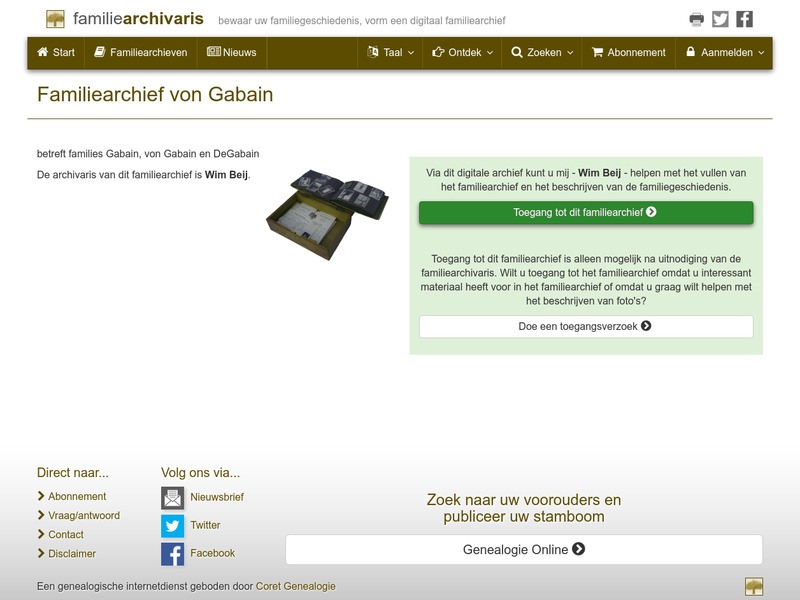 Screenshot van website
