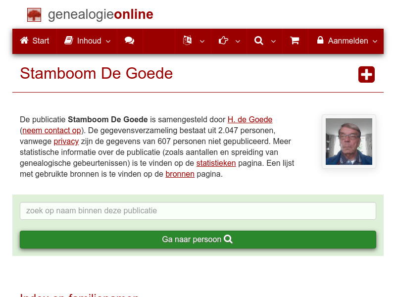 Screenshot van website