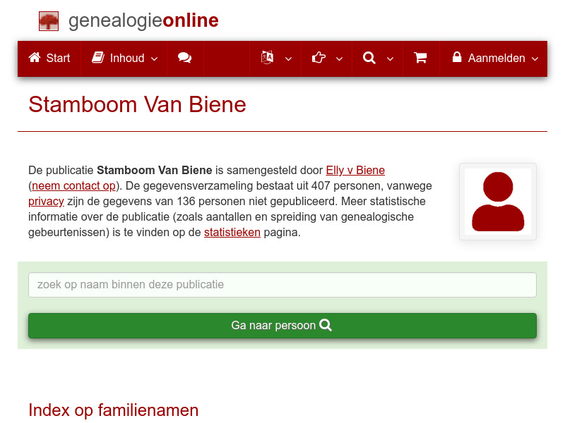 Screenshot van website