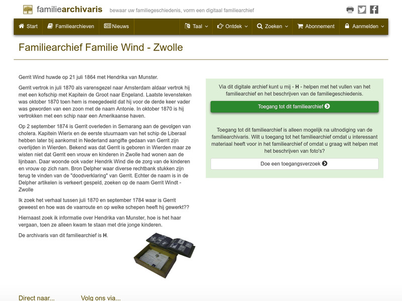 Screenshot van website