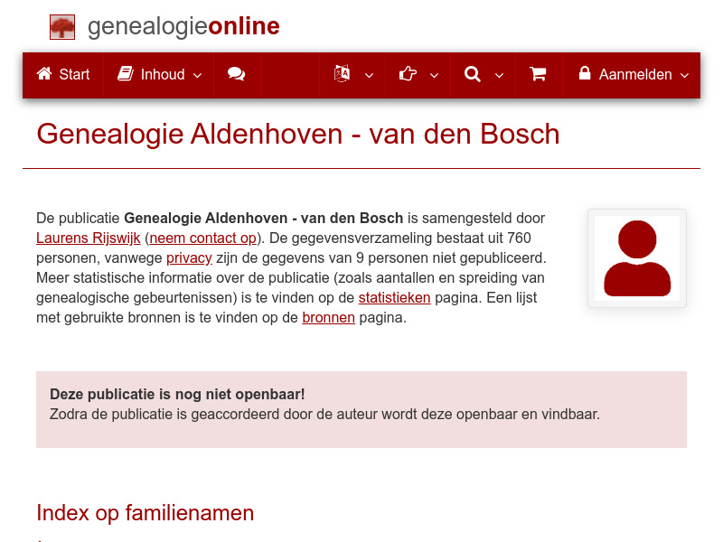 Screenshot van website