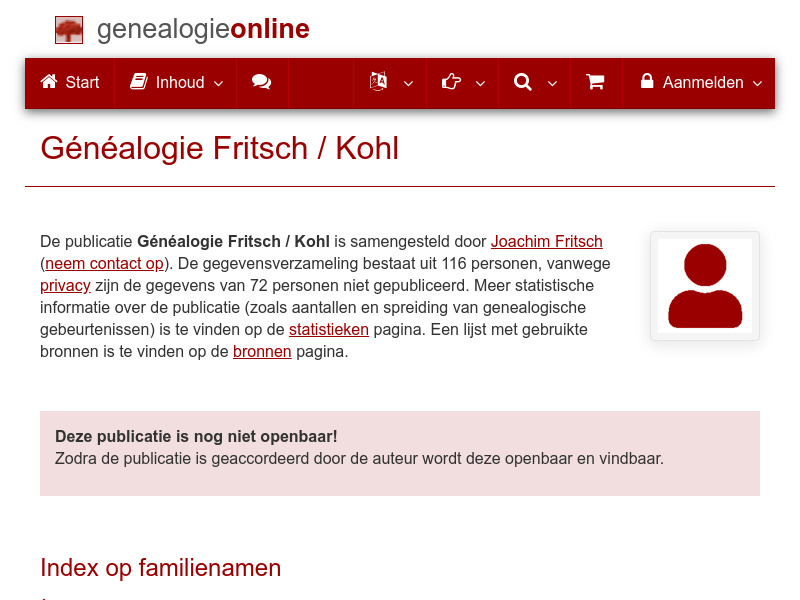 Screenshot van website