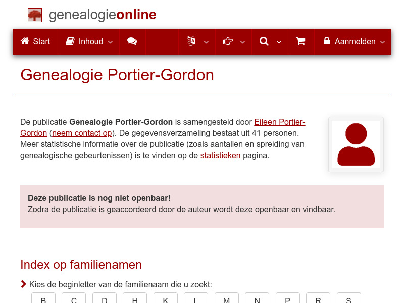 Screenshot van website