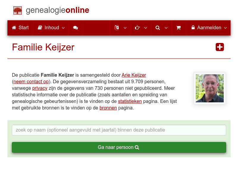 Screenshot van website