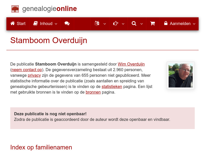 Screenshot van website