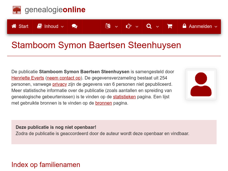 Screenshot van website