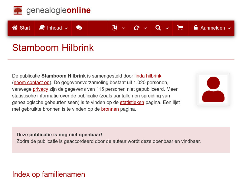 Screenshot van website