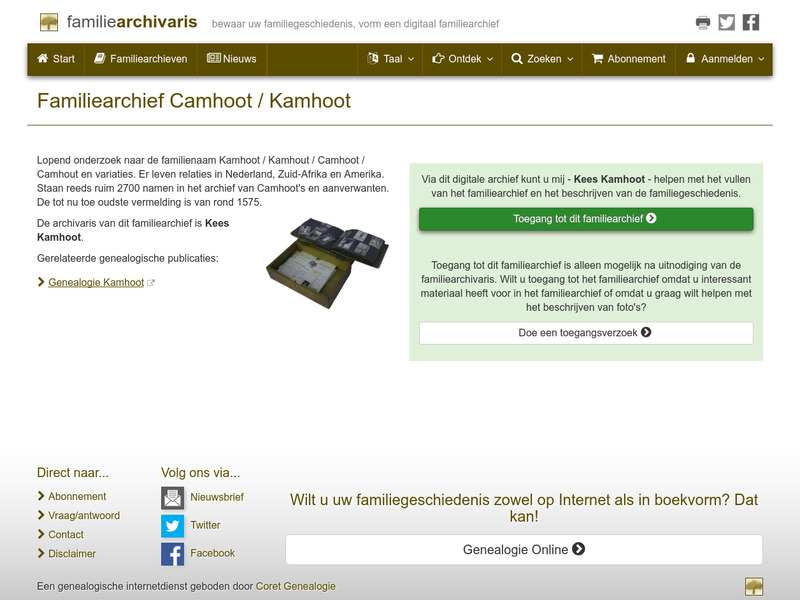 Screenshot van website