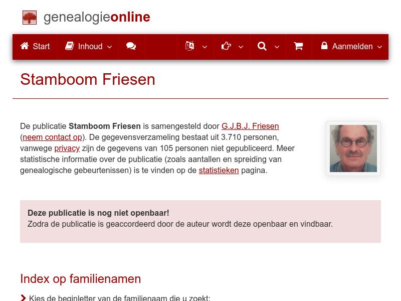 Screenshot van website