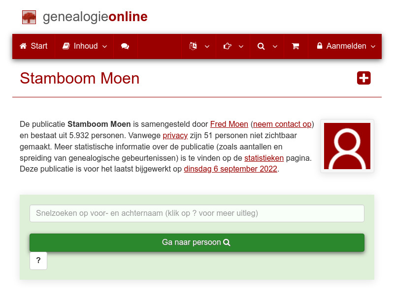 Screenshot van website